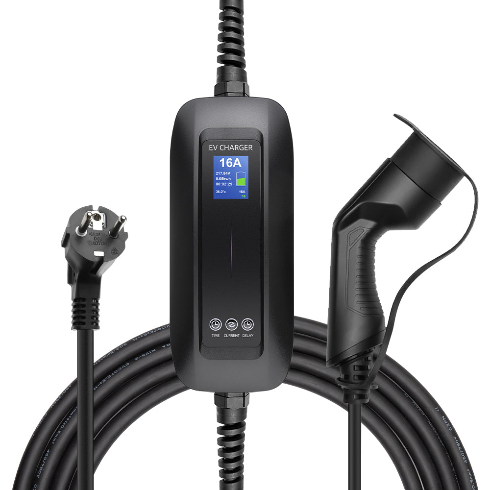 Tragbares MOREC Typ 2-Ladegerät für Elektrofahrzeuge mit Schuko-Steckerverzögerung und Timer-Funktion verfügbar – PCD032
