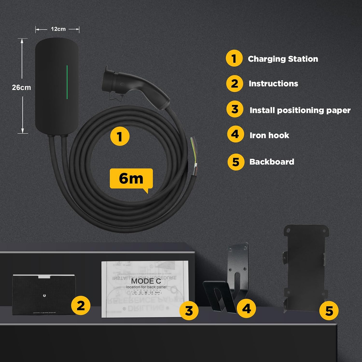 Morec 3.6/7KW  Plug-and-play EV Wallbox Charger  With Type 2 Plug for EV & PHEV- YM30