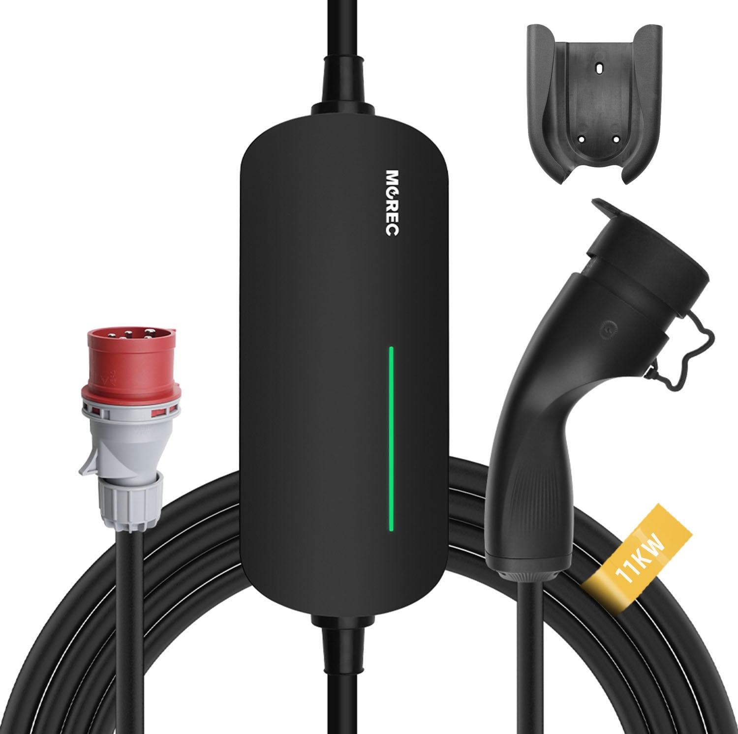 MOREC Type 2 Max 11KW 16A 3-Phases Portable EV Charger with Adjustable Current with CEE Plug + Bracket F02